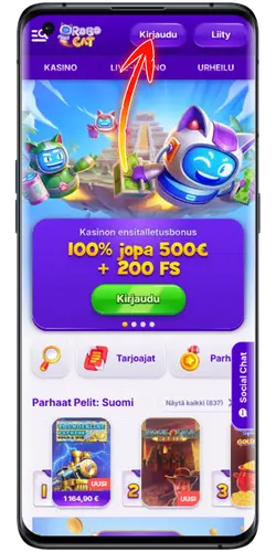 Kirjaudu RoboCat Casino -tilillesi